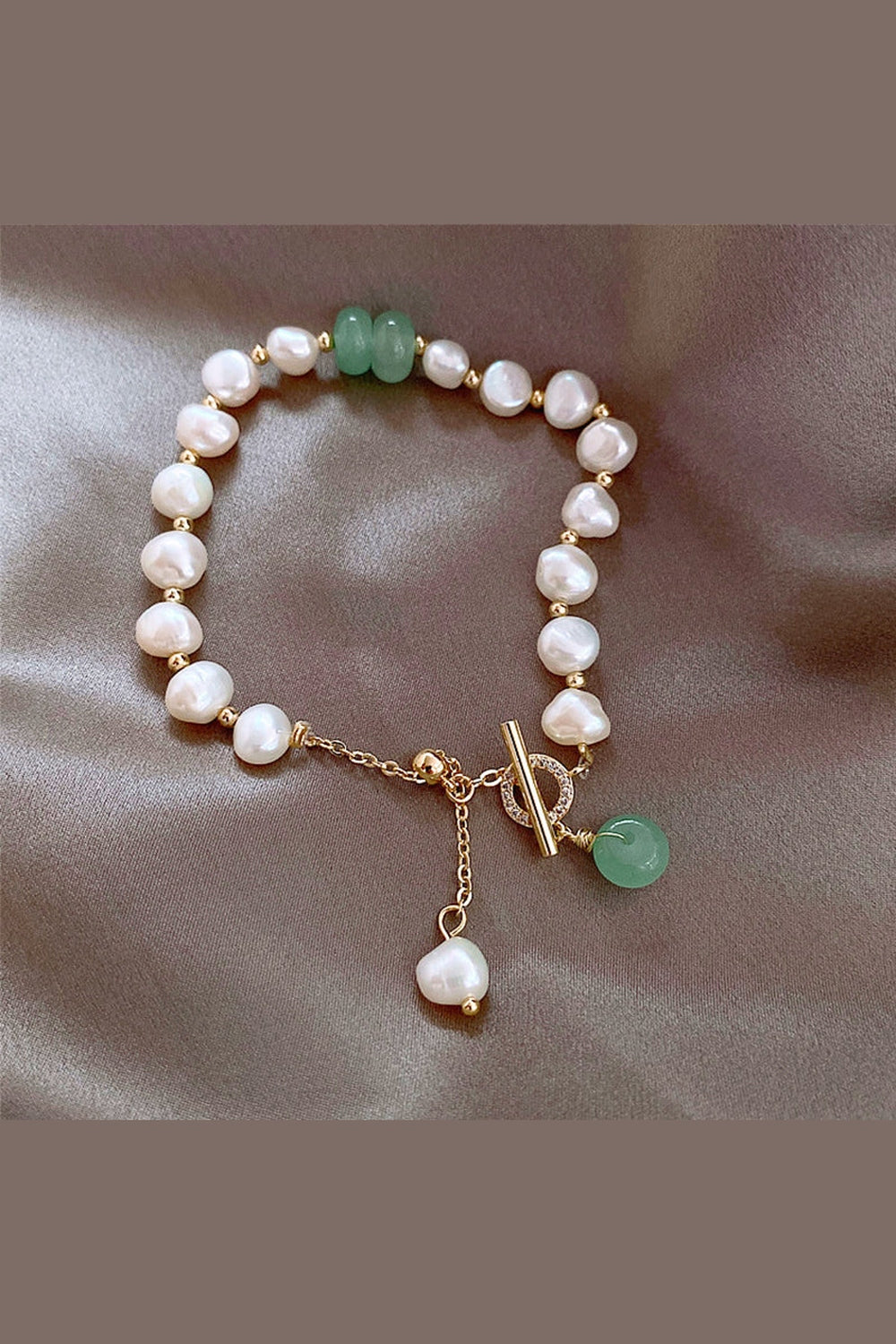 Pearl Green Stone Link Bracelet - Bracelets - FITGGINS