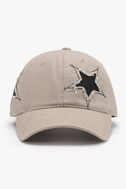 Adjustable Star Raw Hem Cap - Hats - FITGGINS