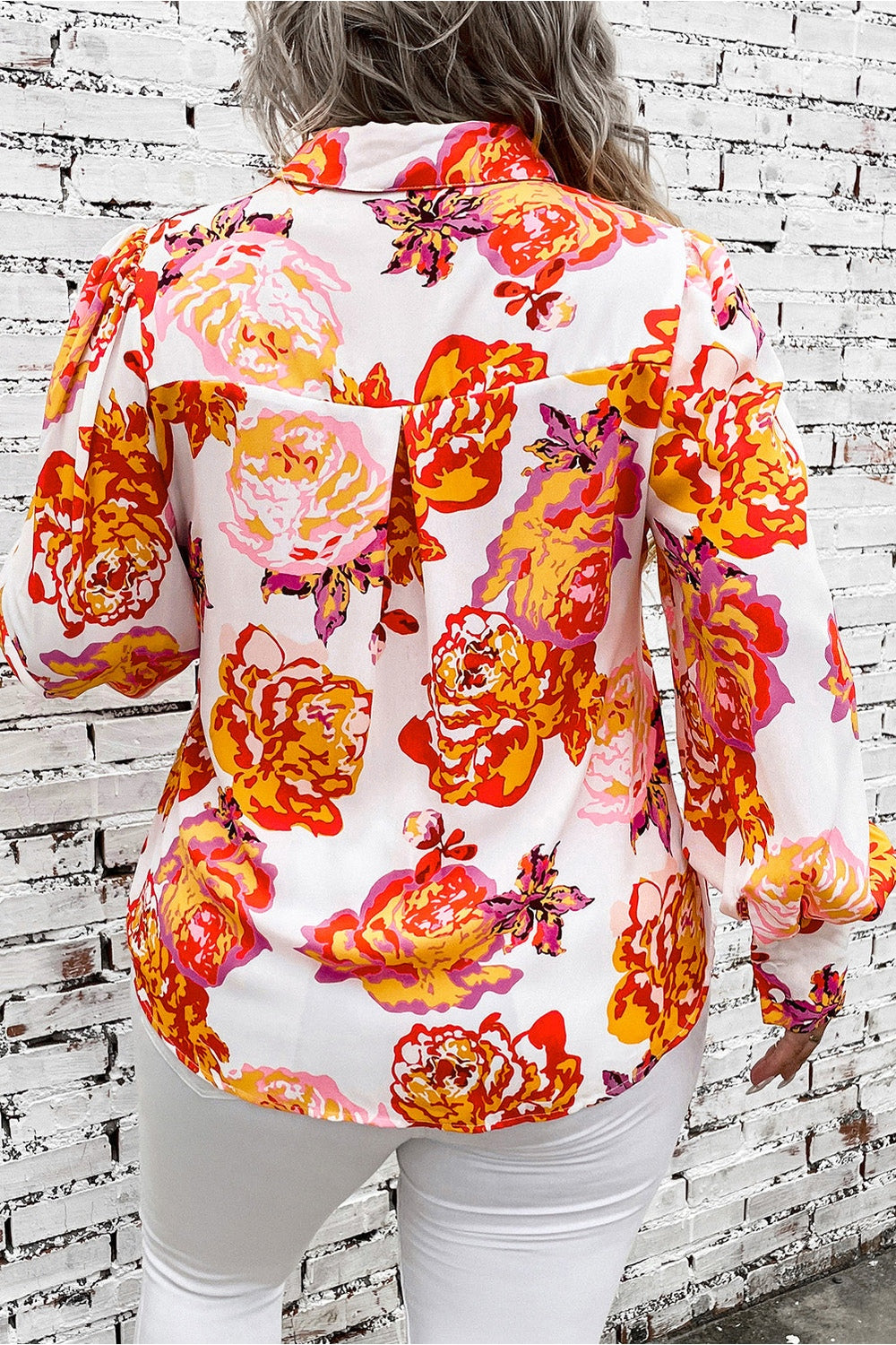 Plus Size Printed Long Sleeve Shirt - Shirts - FITGGINS