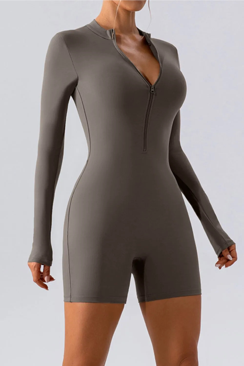 Half Zip Long Sleeve Active Romper Fitggins
