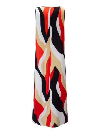 Printed Round Neck Mini Tank Dress Fitggins