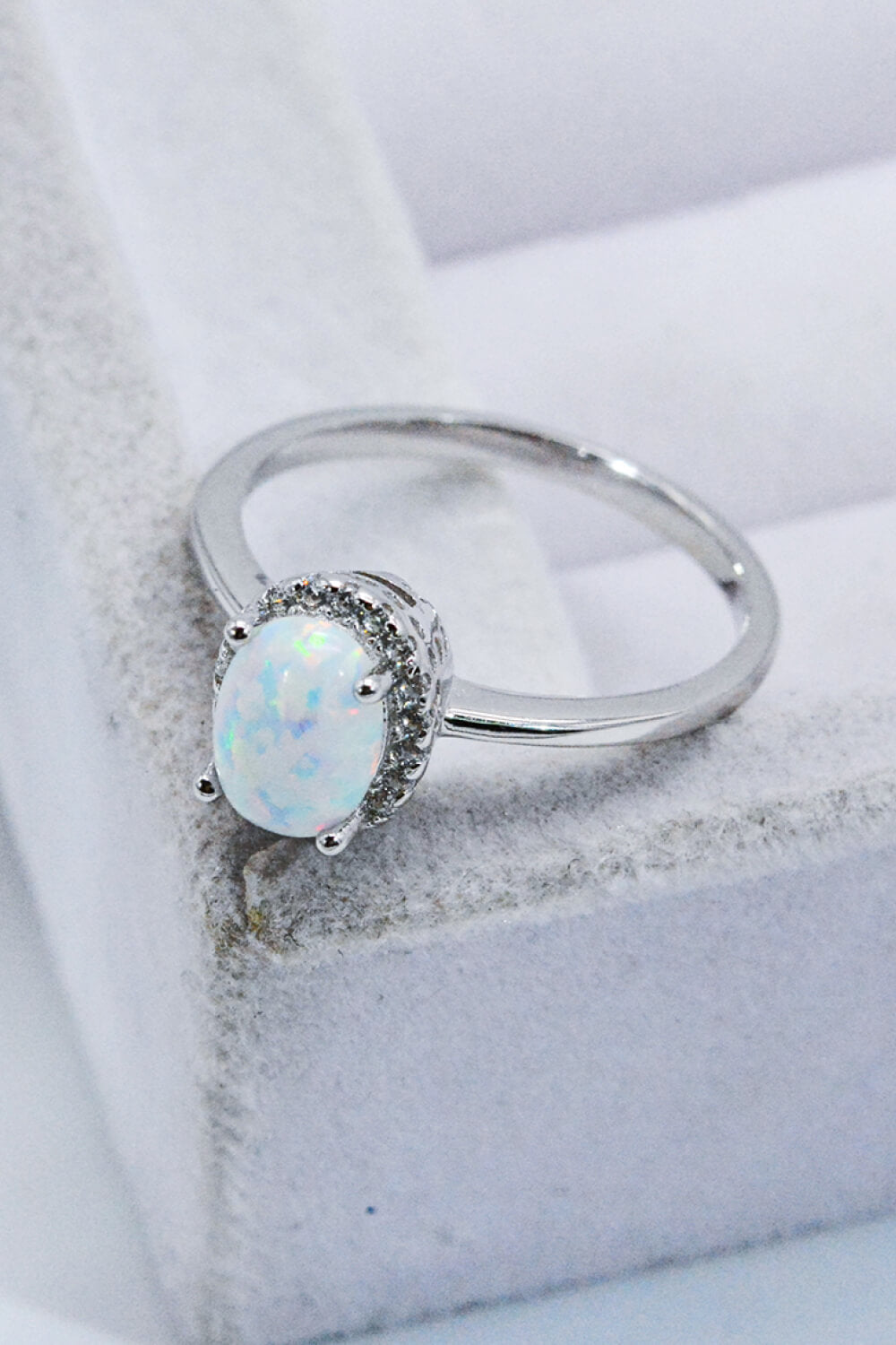 925 Sterling Silver 4-Prong Opal Ring - Rings - FITGGINS