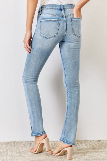 Kancan Full Size Mid Rise Y2K Slit Bootcut Jeans - Jeans - FITGGINS