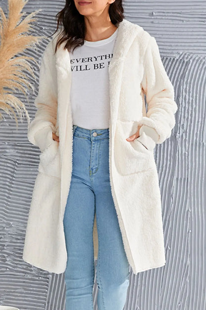 Double Take Full Size Hooded Teddy Bear Jacket with Thumbholes Fitggins