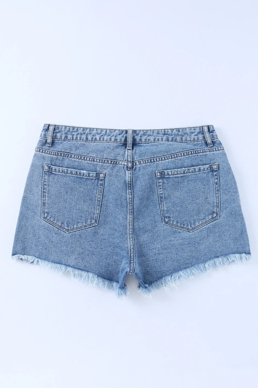 High Rise Crossover Waist Denim Shorts Fitggins