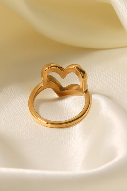 18K Gold Plated Heart-Shaped Ring - Rings - FITGGINS