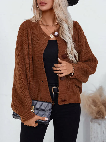 Button Down Long Sleeve Cardigan Fitggins