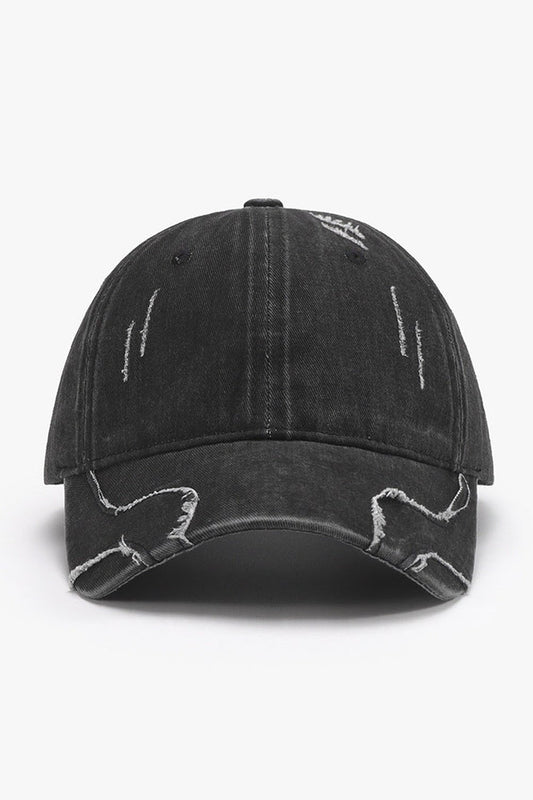 Raw Hem Adjustable Cap - Hats - FITGGINS