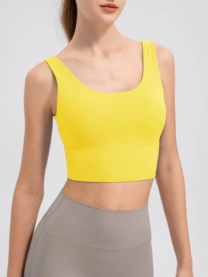 Scoop Neck Wide Strap Active Tank Yellow Fitggins