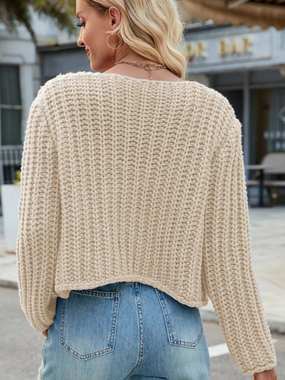 Round Neck Button Up Cardigan with Pockets Fitggins