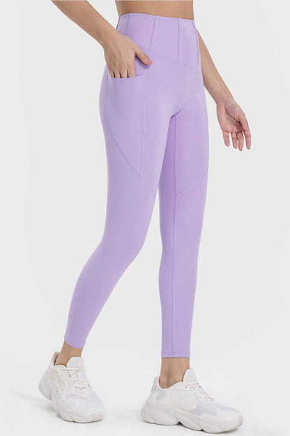 Pocketed High Waist Active Leggings - Leggings - FITGGINS