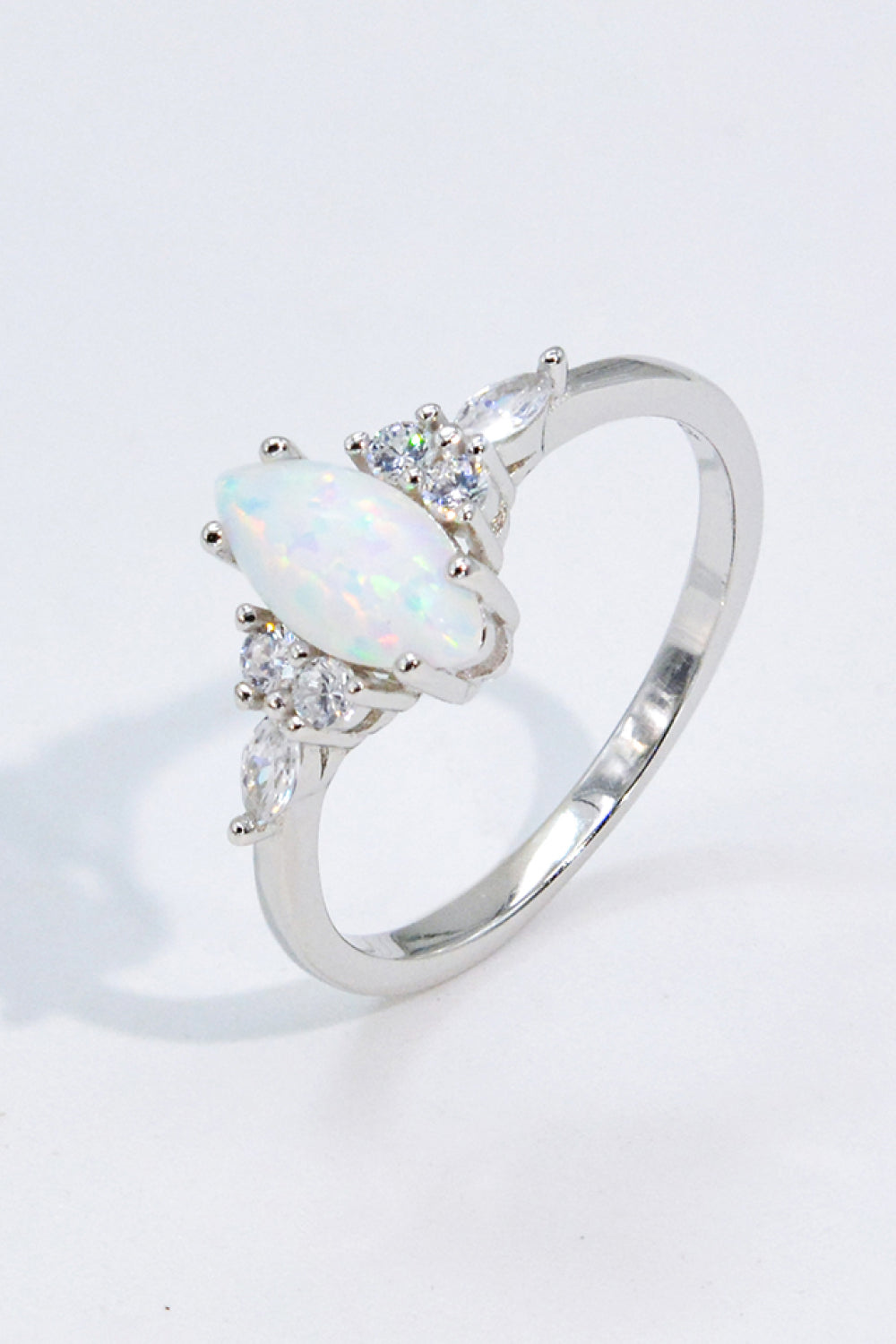 Opal and Zircon Platinum-Plated Ring - Rings - FITGGINS