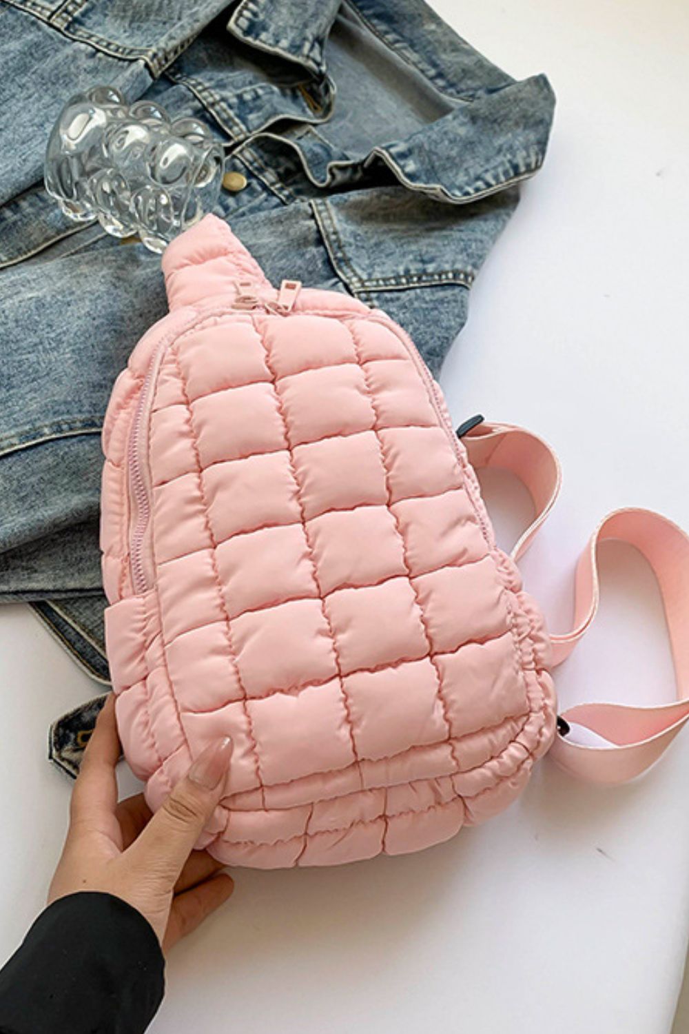 Quilted Nylon Crossbody Bag - Handbag - FITGGINS