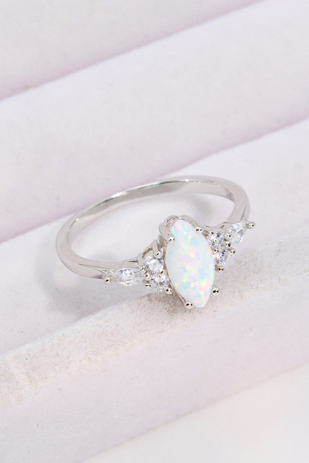 Opal and Zircon Platinum-Plated Ring - Rings - FITGGINS