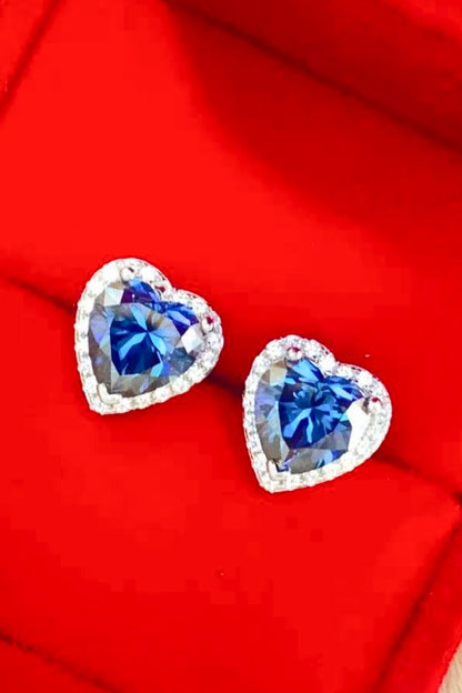 4 Carat Moissanite Heart-Shaped Stud Earrings - Earrings - FITGGINS