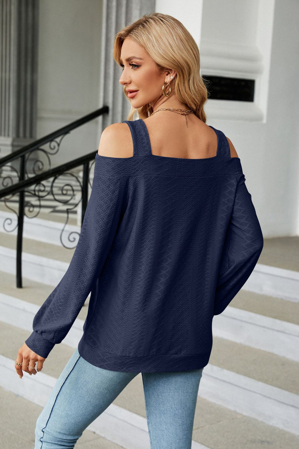 Cold Shoulder Square Neck Cutout Blouse Fitggins