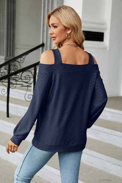 Cold Shoulder Square Neck Cutout Blouse Fitggins