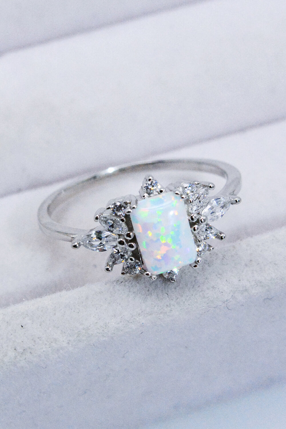 925 Sterling Silver Zircon and Opal Ring - Rings - FITGGINS