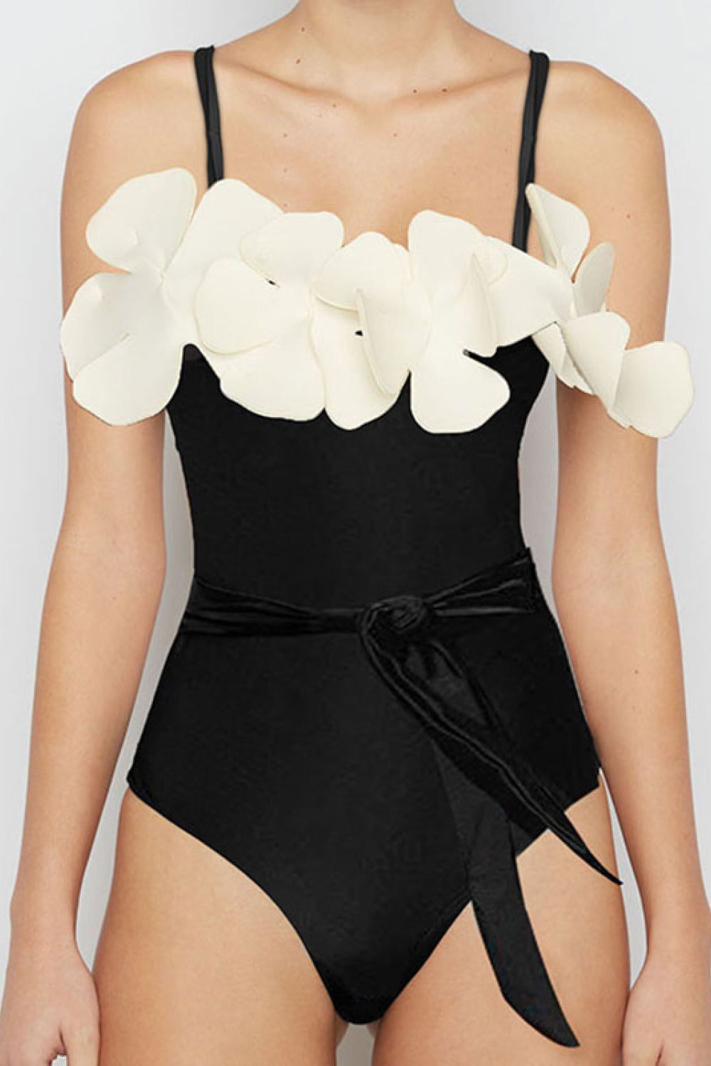 Contrast Flower Detail One-Piece Swimsuit - Swimwear One-Pieces - FITGGINS