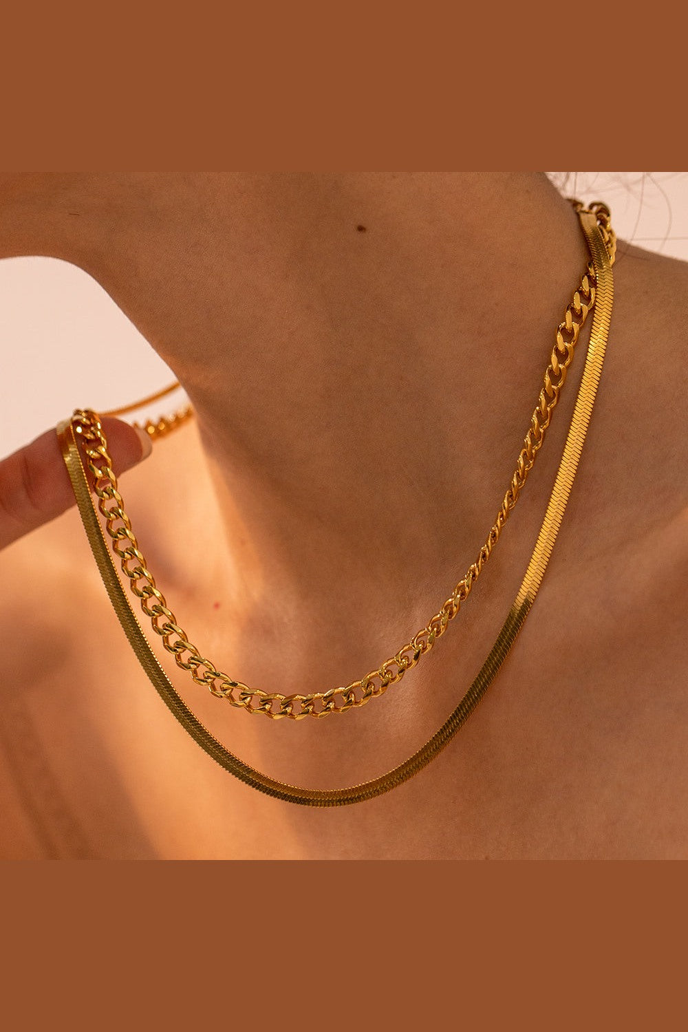 18K Gold-Plated Double Layered Necklace - Necklaces - FITGGINS