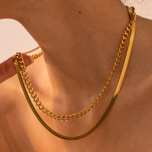 18K Gold-Plated Double Layered Necklace - Necklaces - FITGGINS