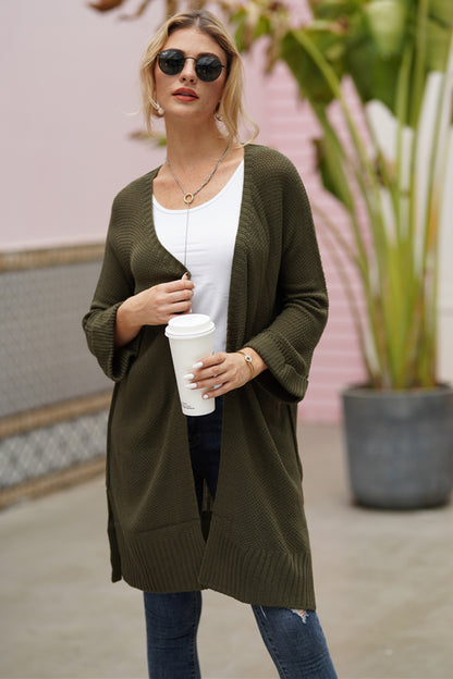 Open Front Long Sleeve Cardigan - Cardigans - FITGGINS