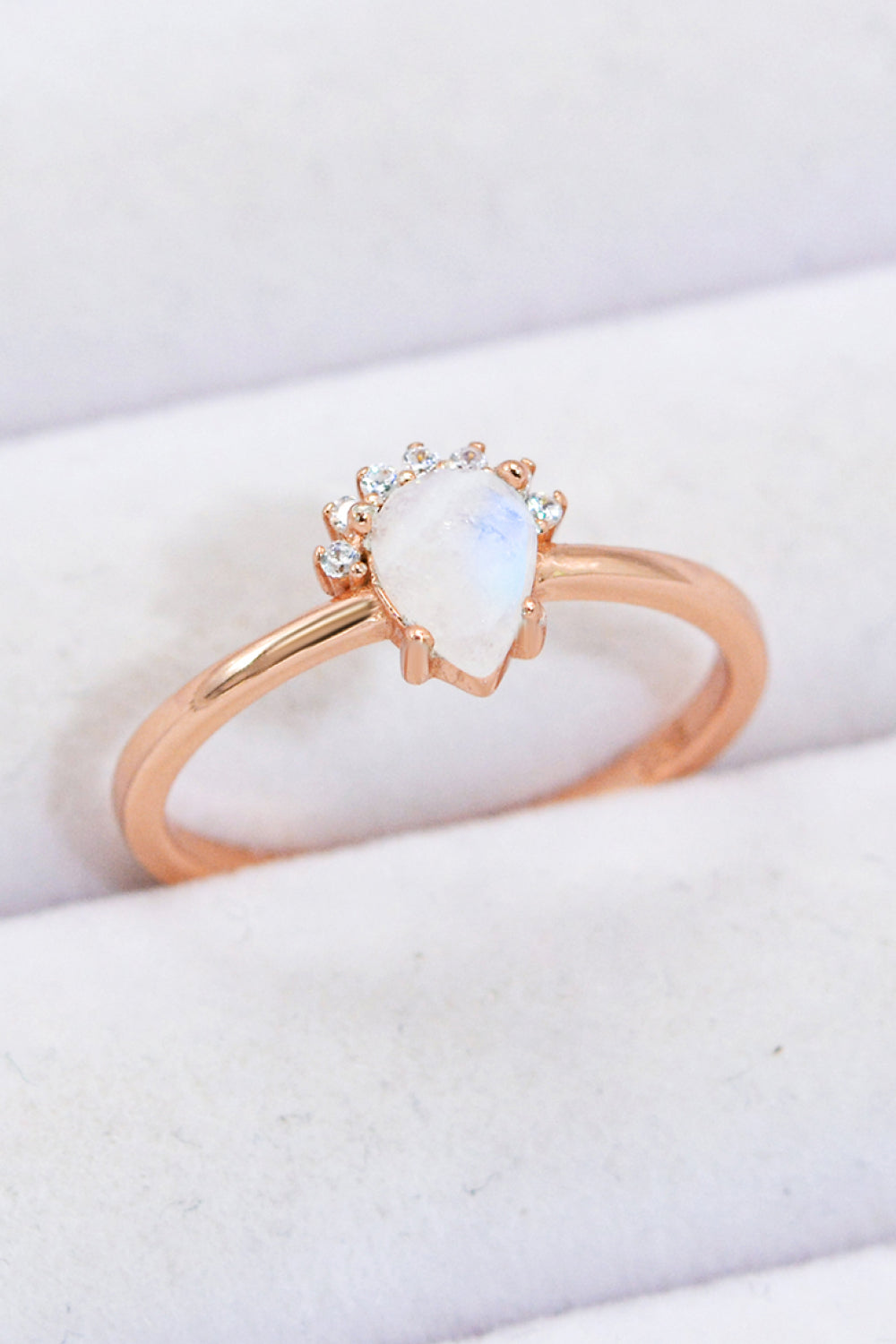 18K Rose Gold-Plated Pear Shape Natural Moonstone Ring - Rings - FITGGINS