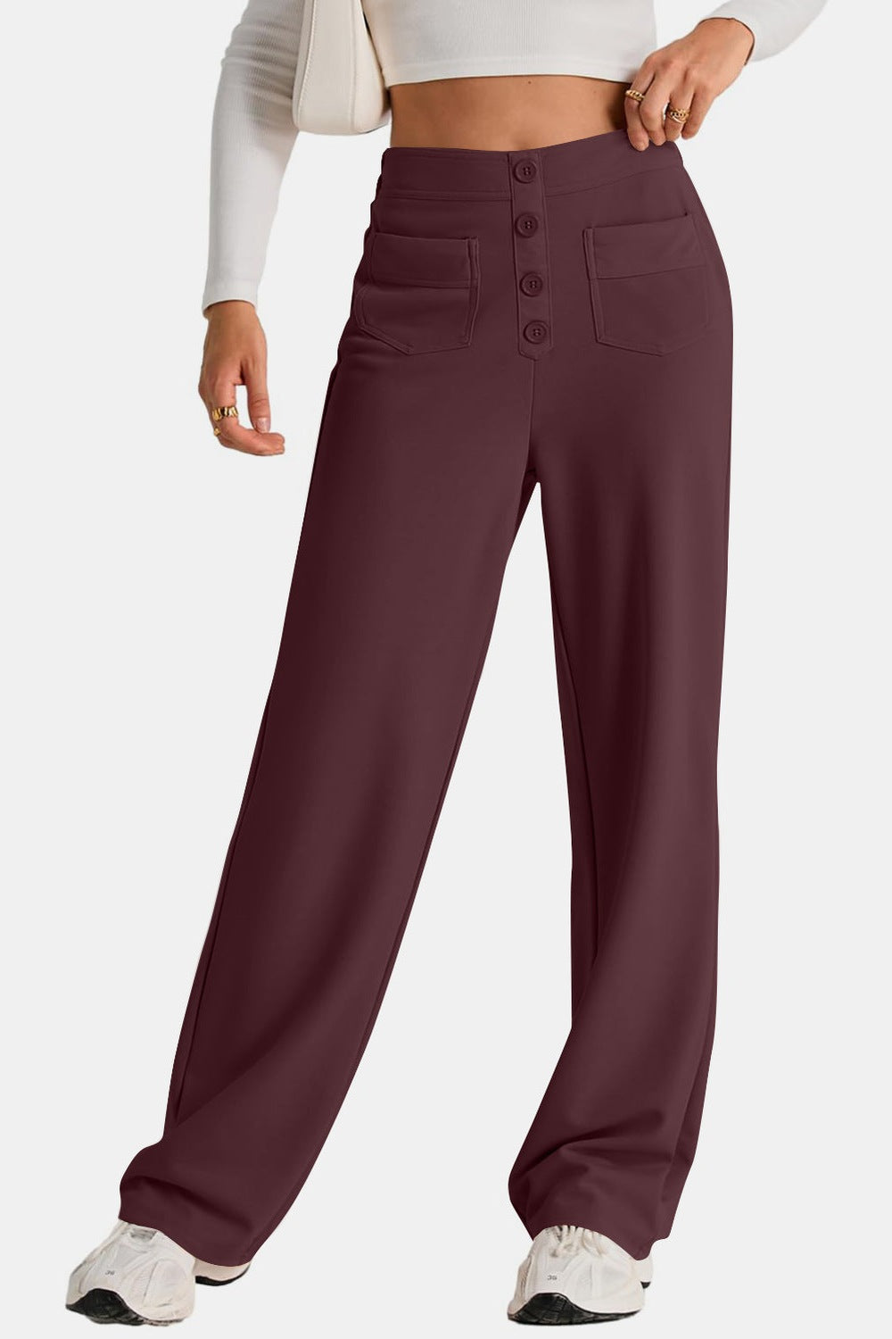 High Waist Wide Leg Pants - Pants - FITGGINS