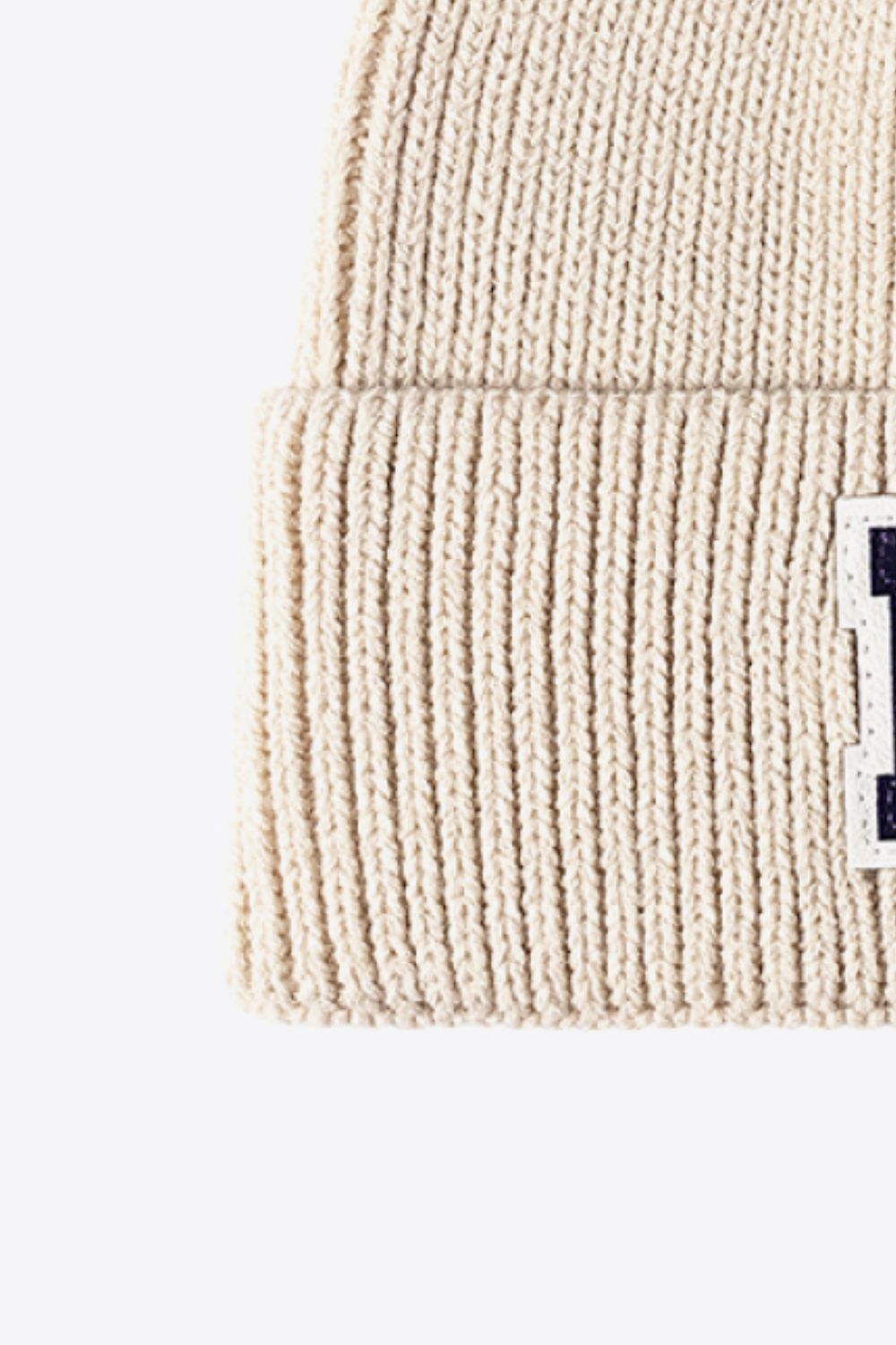 Letter Patch Cuffed Knit Beanie - Hats - FITGGINS