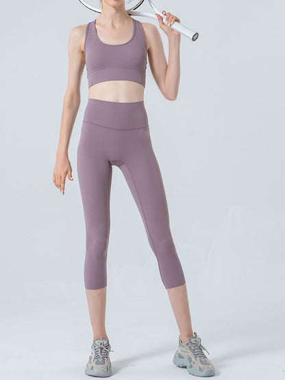 Wide Waistband Cropped Sports Leggings Fitggins