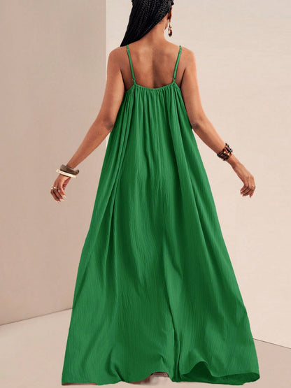 Spaghetti Strap Flowy Maxi Dress Fitggins