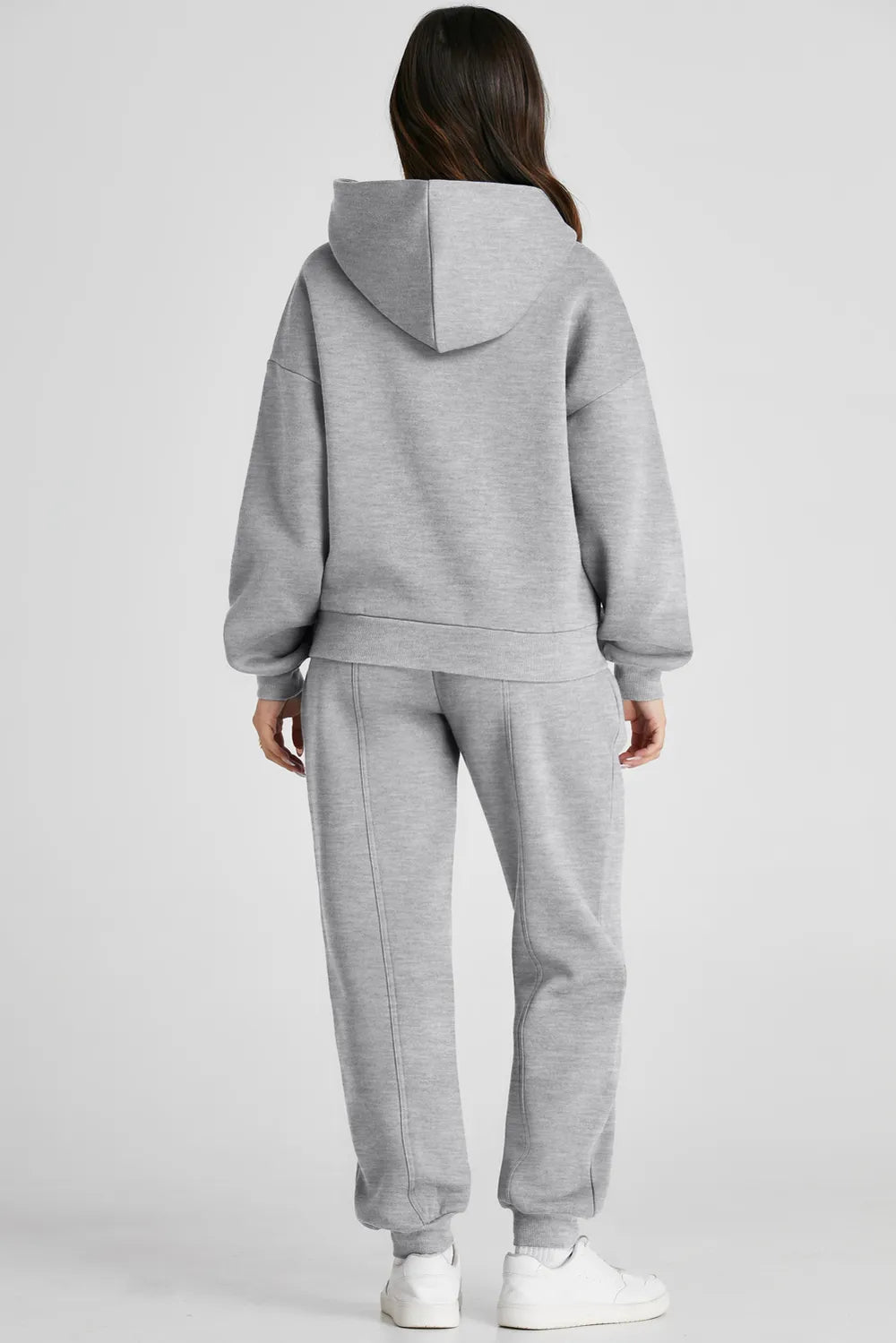 Dropped Shoulder Long Sleeve Hoodie and Pants Active Set Fitggins