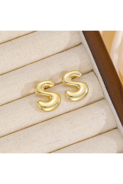 18K Gold-Plated Bubble Letter Stud Earrings - Earrings - FITGGINS