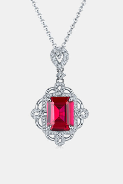 925 Sterling Silver Ruby Pendant Necklace - Necklaces - FITGGINS