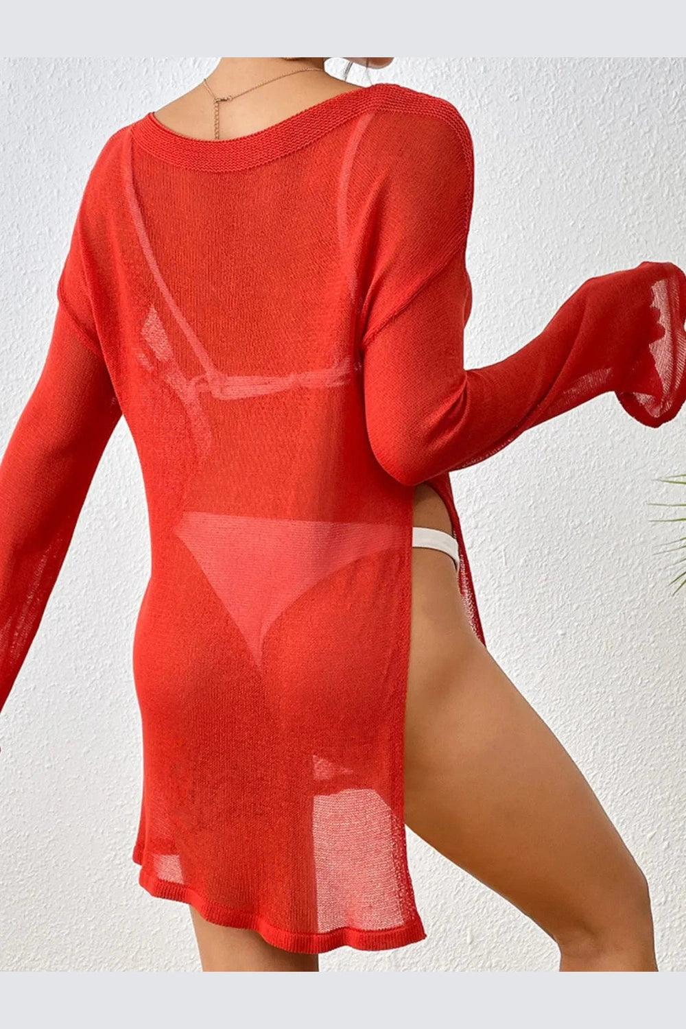 Trendy Round Neck Slit Cover-Up for Women Fitggins