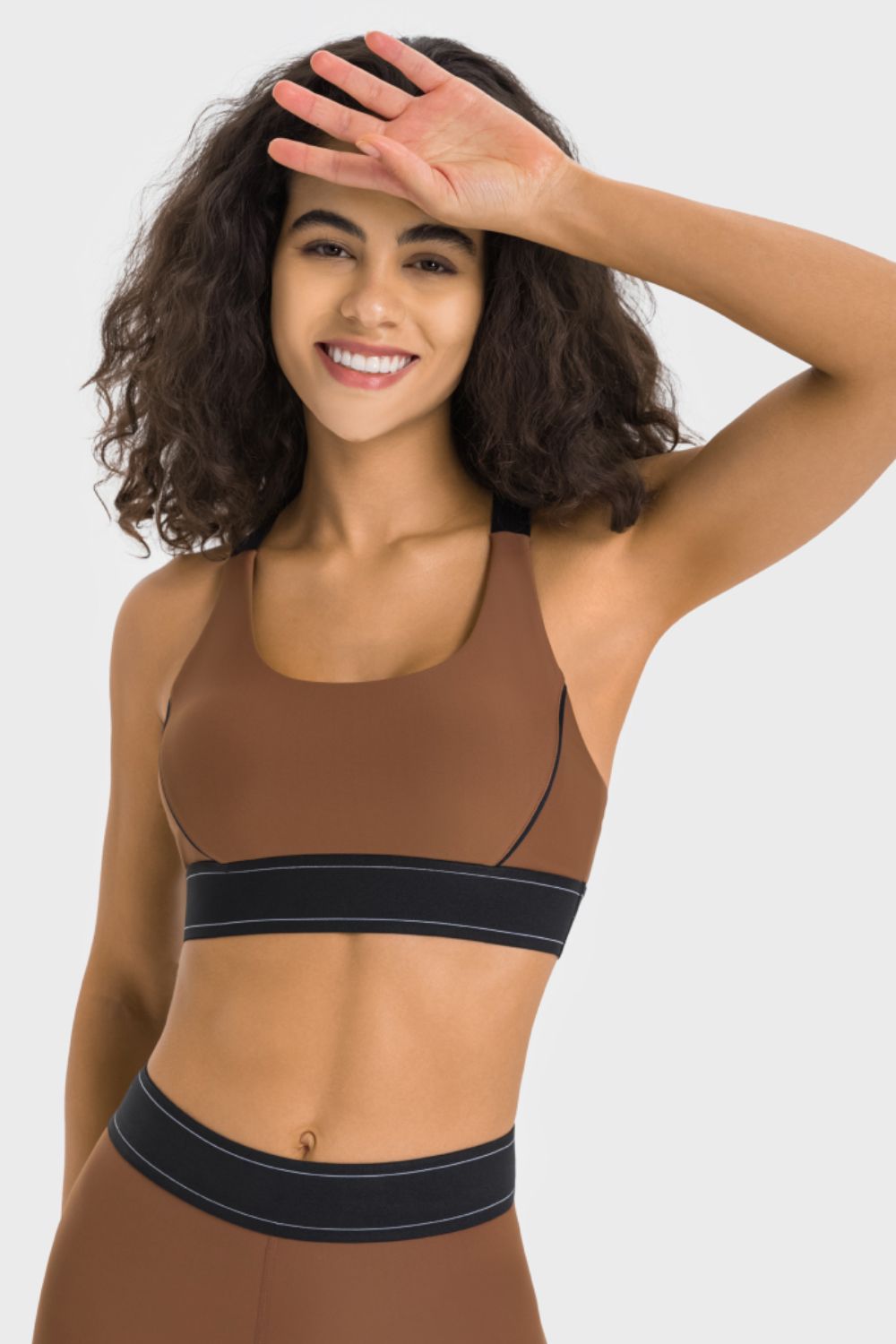 Millennia Contrast Sports Bra Chocolate Fitggins