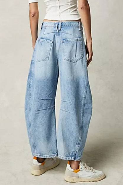 Wide Leg Jeans with Pockets - Jeans - FITGGINS