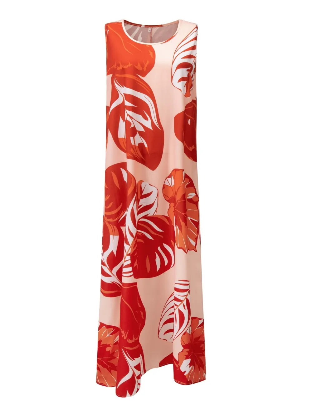 Printed Round Neck Mini Tank Dress Fitggins