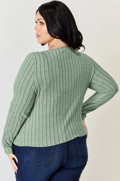Basic Bae Full Size Ribbed Long Sleeve T-Shirt Fitggins