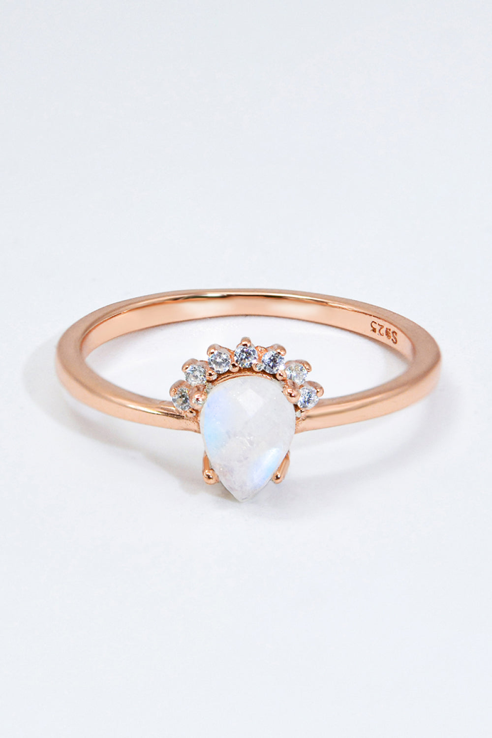 18K Rose Gold-Plated Pear Shape Natural Moonstone Ring - Rings - FITGGINS