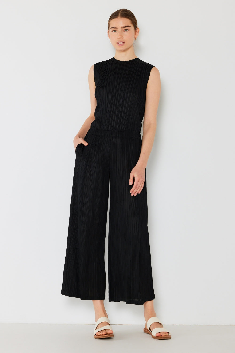 Marina West Swim Pleated Wide-Leg Pants with Side Pleat Detail - Pants - FITGGINS