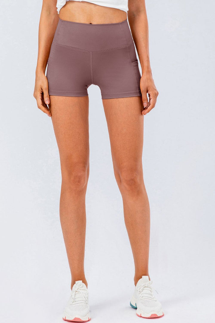 Slim Fit Wide Waistband Sports Shorts - Short Leggings - FITGGINS