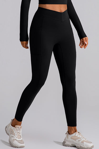 High Waist Active Leggings with Pockets - Leggings - FITGGINS