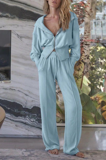 Zip-Up Hoodie and Pants Active Set Fitggins