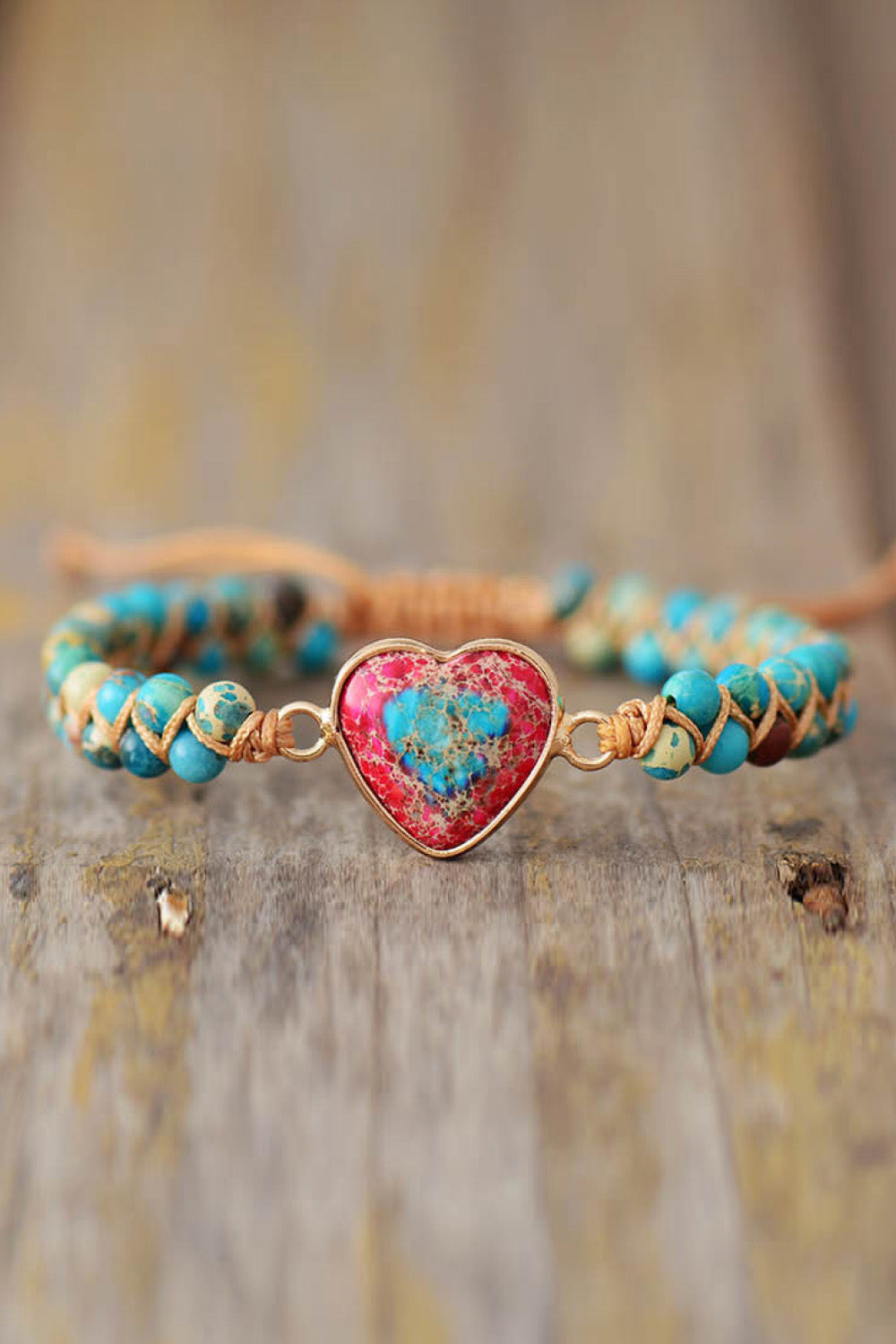 Handmade Heart Shape Natural Stone Bracelet - Bracelets - FITGGINS