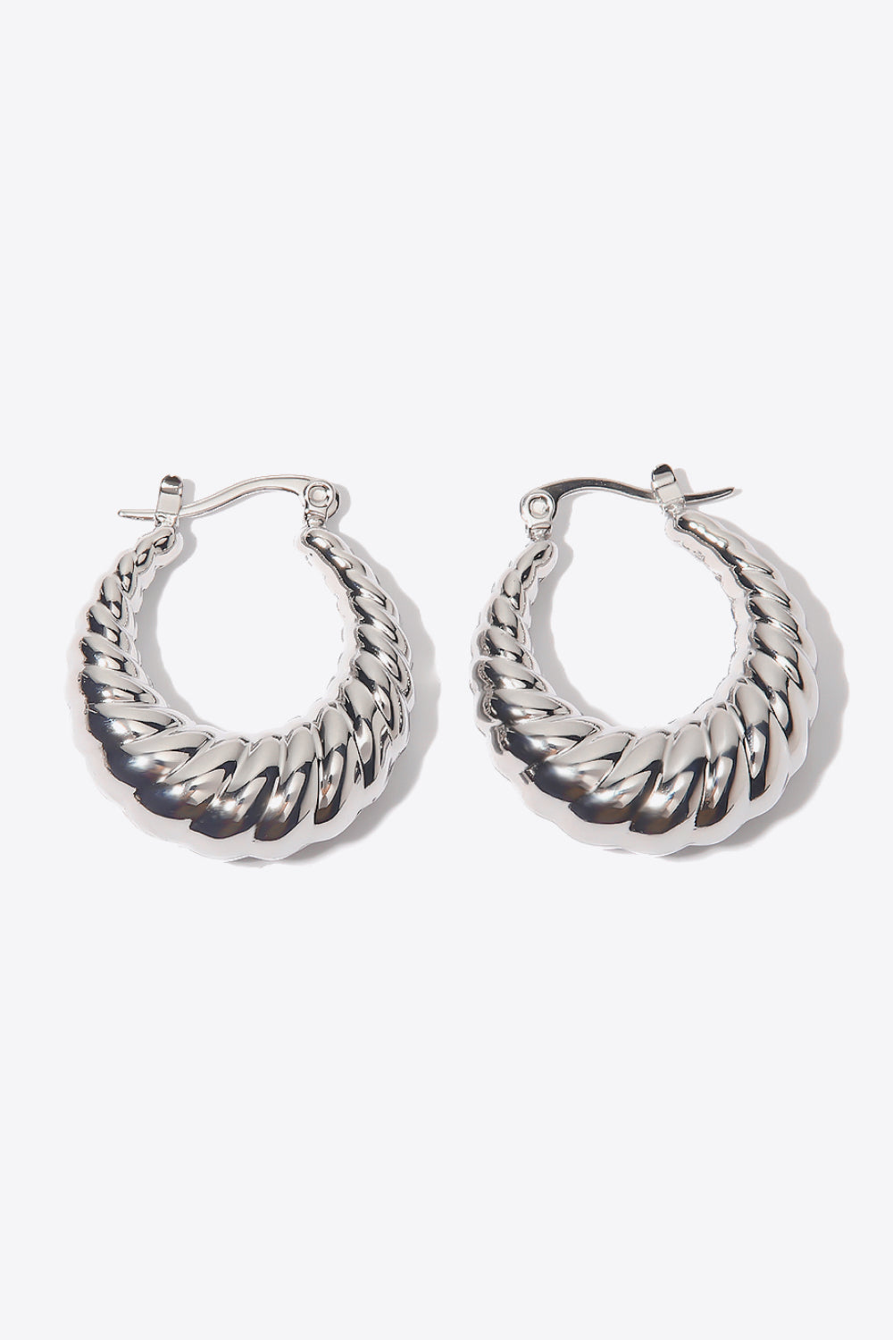 Textured Stainless Steel Hoop Earrings - Earrings - FITGGINS