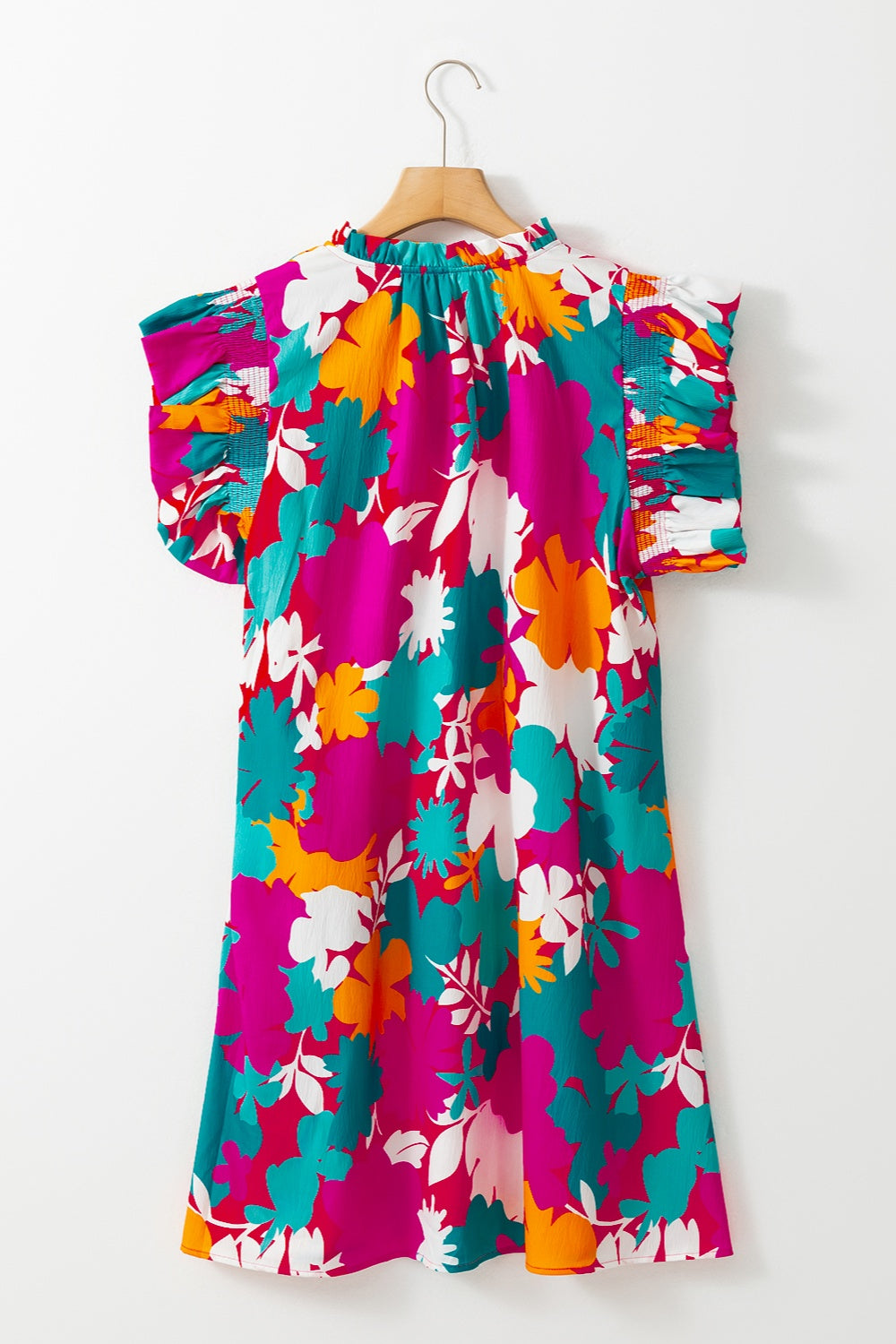 Ruffled Printed Cap Sleeve Mini Dress - Casual & Maxi Dresses - FITGGINS