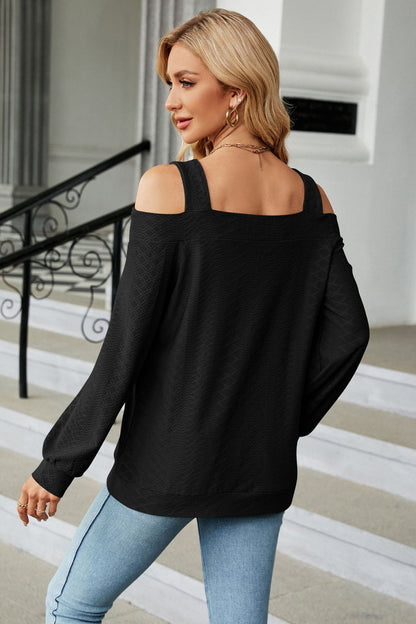 Cold Shoulder Square Neck Cutout Blouse Fitggins