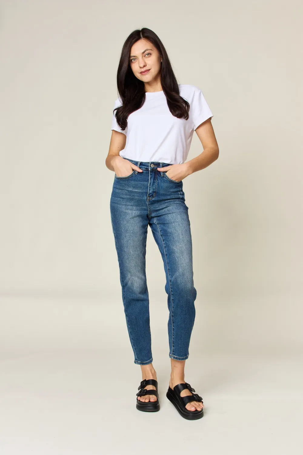 Judy Blue Full Size Tummy Control High Waist Slim Jeans Fitggins