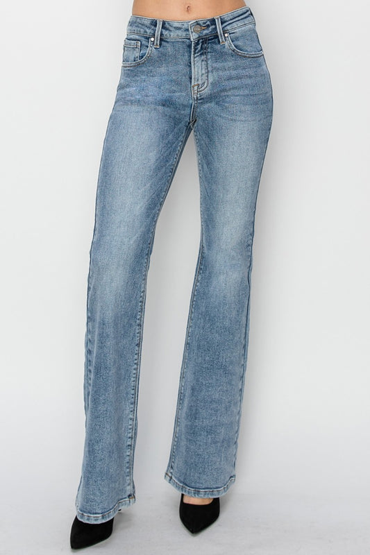 RISEN Full Size Mid Rise Bootcut Jeans - Jeans - FITGGINS